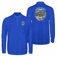 Thumbnail for Adolfo Suarez Madrid-Barajas Airport (MAD) Premium Polo T-Shirts - Badge - Long Sleeve - Blue