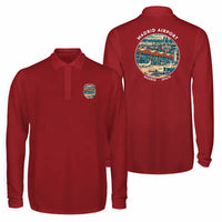 Thumbnail for Adolfo Suarez Madrid-Barajas Airport (MAD) Premium Polo T-Shirts - Badge - Long Sleeve - Dark Red