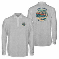 Thumbnail for Adolfo Suarez Madrid-Barajas Airport (MAD) Premium Polo T-Shirts - Badge - Long Sleeve - Gray