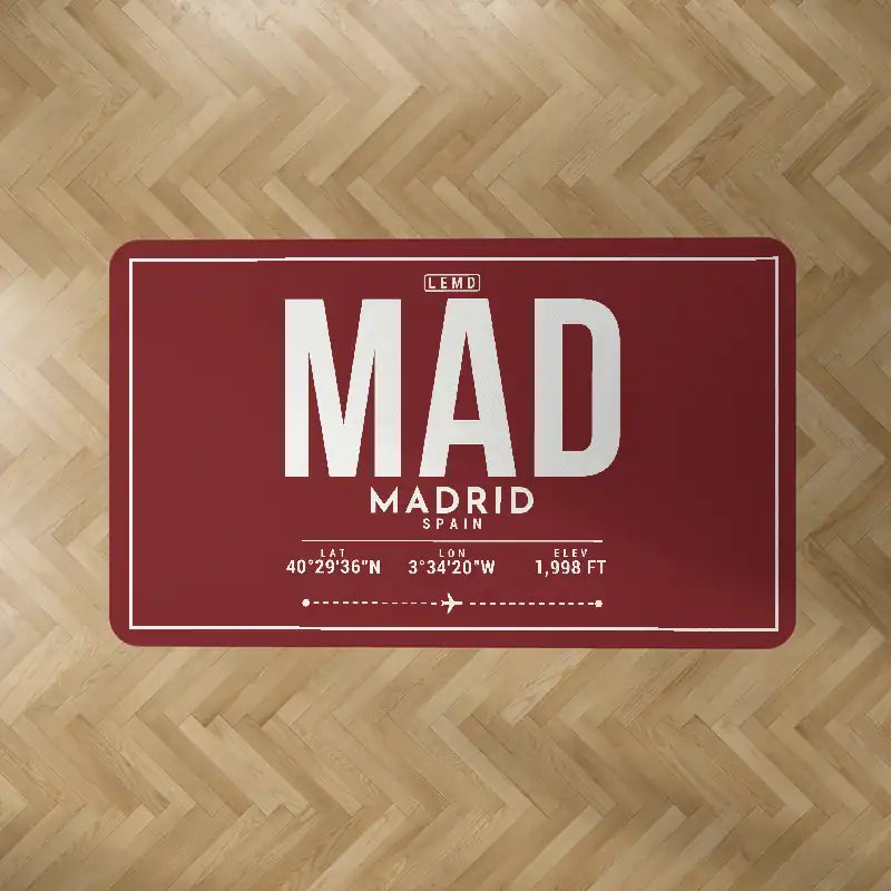 Adolfo Suarez Madrid-Barajas Airport (MAD) Carpets - Carpet Rectangle - ID Tag - Dark Red