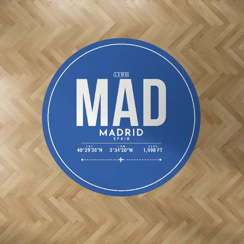 Adolfo Suarez Madrid-Barajas Airport (MAD) Carpets - Carpet Round - ID Tag - Blue