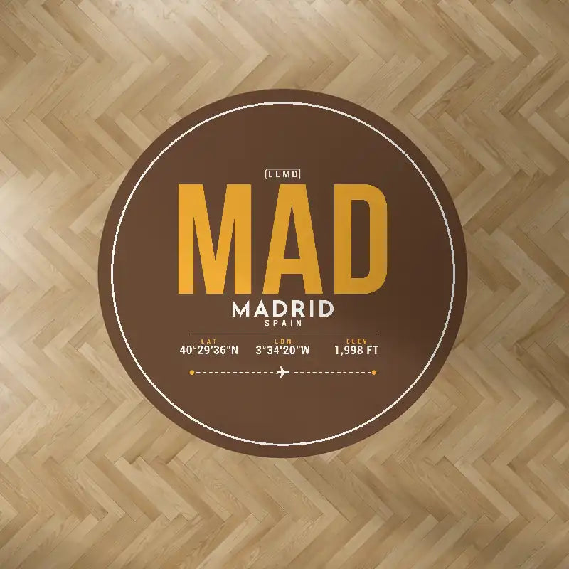 Adolfo Suarez Madrid-Barajas Airport (MAD) Carpets - Carpet Round - ID Tag - Brown