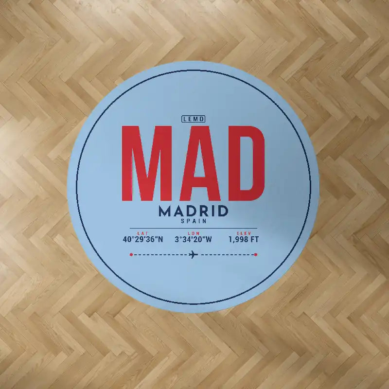 Adolfo Suarez Madrid-Barajas Airport (MAD) Carpets - Carpet Round - ID Tag - Light Blue