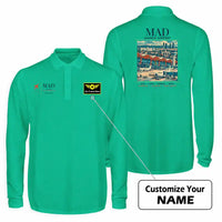 Thumbnail for Adolfo Suarez Madrid-Barajas Airport (MAD) Premium Polo T-Shirts - Poster + Name - Long Sleeve - Green