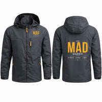 Thumbnail for Adolfo Suarez Madrid-Barajas Airport (MAD) Stylish Jackets - Hooded Windbreaker - Tag - Charcoal