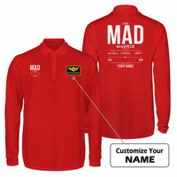 Thumbnail for Adolfo Suarez Madrid-Barajas Airport (MAD) Premium Polo T-Shirts - Tag Custom - Long Sleeve - Red