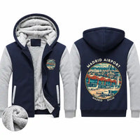 Thumbnail for Adolfo Suarez Madrid-Barajas Airport (MAD) Zipped Sweatshirts - Badge - Navy & Gray