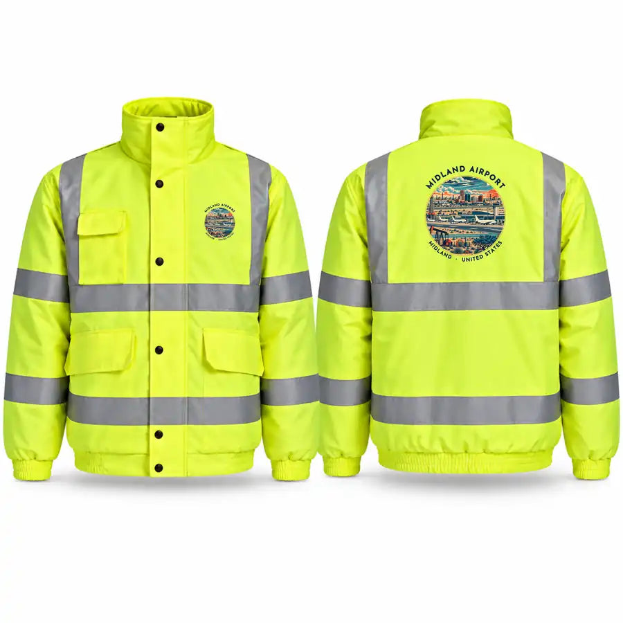 Midland International Air and Space Port (MAF) Reflective Winter Jackets - Badge - Fluorescent Yellow