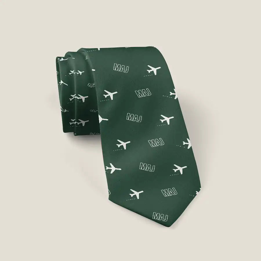 Majuro Marshall Islands International Airport (MAJ) Ties - Tie - Pattern - Dark Green
