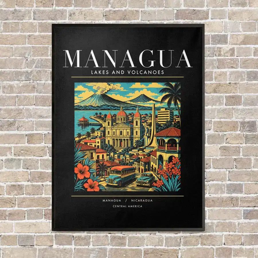 MANAGUA - Poster - Canvas Framed - Black