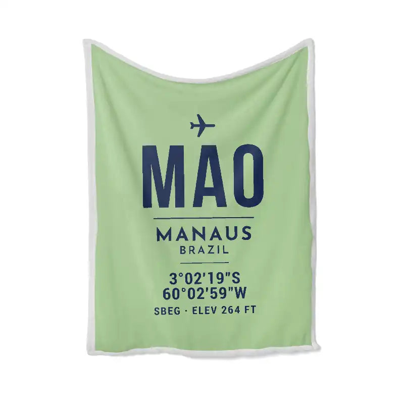 Manaus - Eduardo Gomes International Airport (MAO) Bedding Sets & Blankets - Blanket - ID Tag - Light Green