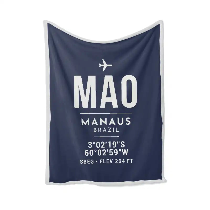 Manaus - Eduardo Gomes International Airport (MAO) Bedding Sets & Blankets - Blanket - ID Tag - Navy Blue