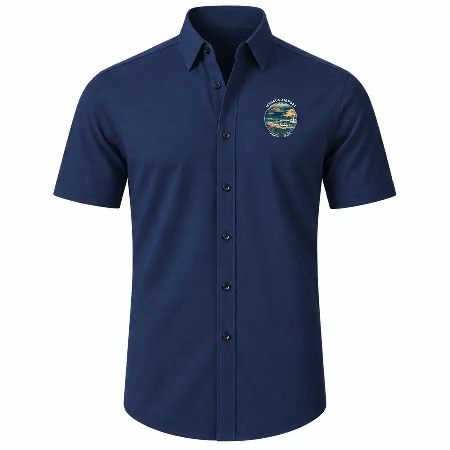 Manaus - Eduardo Gomes International Airport (MAO) Shirts - Short Sleeve Shirt - Badge - Dark Blue