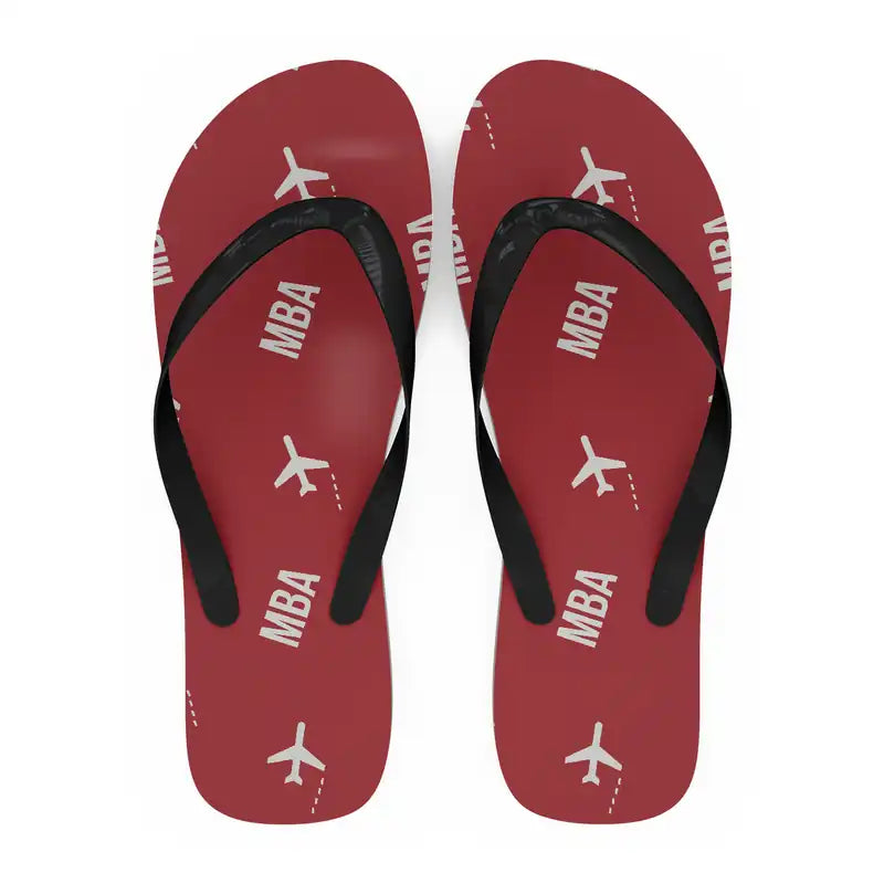 Moi International Airport (MBA) Slippers & Flip Flops - Slippers - Flip Flops - Pattern - Red