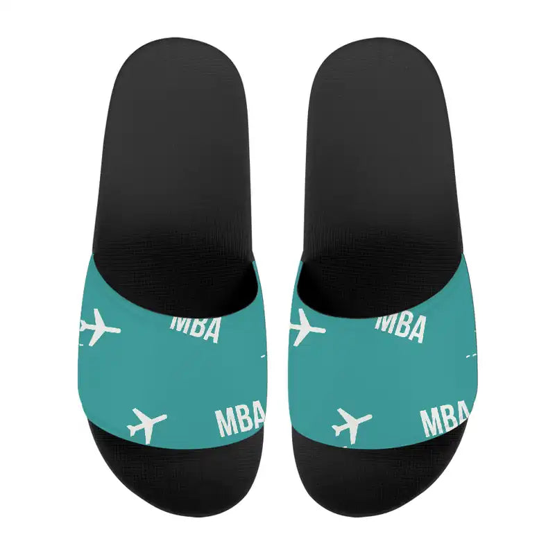 Moi International Airport (MBA) Slippers & Flip Flops - Slippers - Sport - Pattern - Turquoise