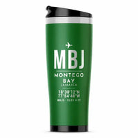 Thumbnail for Sangster International Airport (MBJ) Travel Mugs - ID Tag - Stainless Steel (No Holder) - Green