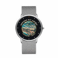 Thumbnail for Sangster International Airport (MBJ) Aviator Watches - Badge - Slim Mesh - Silver & Silver Stainless Steel Strap