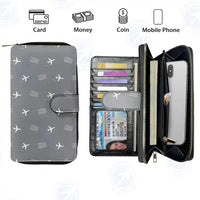 Thumbnail for International Airport (MBS) Leather Wallets - Zip Long Wallet - Pattern - Gray