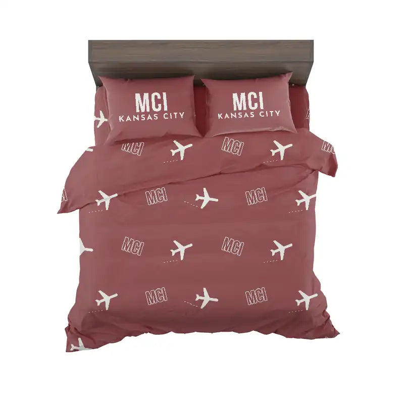 Kansas City International Airport (MCI) Bedding Sets & Blankets - Bedding Set - Pattern - Dark Red