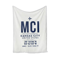 Thumbnail for Kansas City International Airport (MCI) Bedding Sets & Blankets - Blanket - ID Tag - White