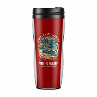 Thumbnail for Kansas City International Airport (MCI) Travel Mugs - Badge + Name - Plastic (No Holder) - Red