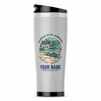 Thumbnail for Kansas City International Airport (MCI) Travel Mugs - Badge + Name - Stainless Steel (No Holder) - Light Gray