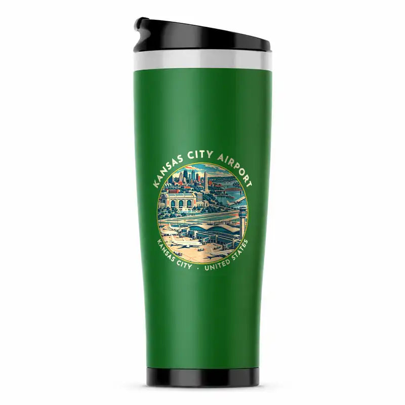 Kansas City International Airport (MCI) Travel Mugs - Badge - Stainless Steel (No Holder) - Green