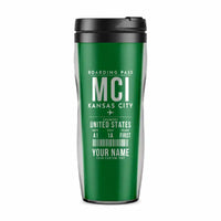 Thumbnail for Kansas City International Airport (MCI) Travel Mugs - Boarding Pass + Name - Plastic (No Holder) - Green