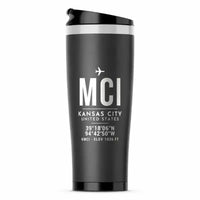 Thumbnail for Kansas City International Airport (MCI) Travel Mugs - ID Tag - Stainless Steel (No Holder) - Gray