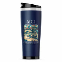 Thumbnail for Kansas City International Airport (MCI) Travel Mugs - Poster - Stainless Steel (No Holder) - Dark Blue
