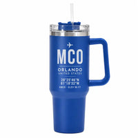 Thumbnail for Orlando International Airport (MCO) Stainless Steel Mugs - ID Tag - 40oz Car Mug - Blue