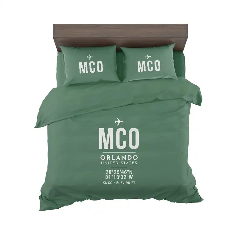 Orlando International Airport (MCO) Bedding Sets & Blankets - Bedding Set - ID Tag - Green