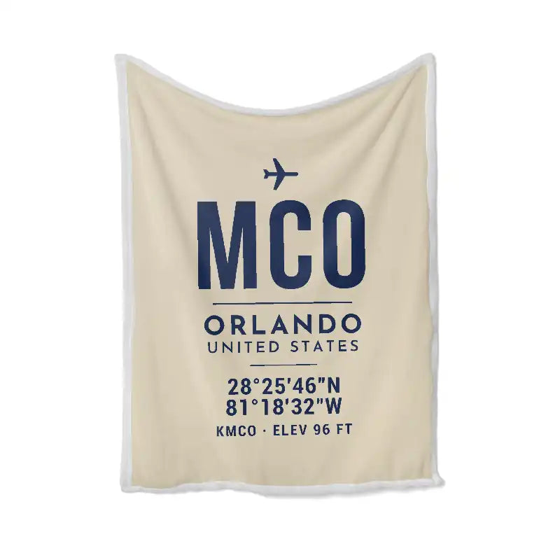 Orlando International Airport (MCO) Bedding Sets & Blankets - Blanket - ID Tag - Beige