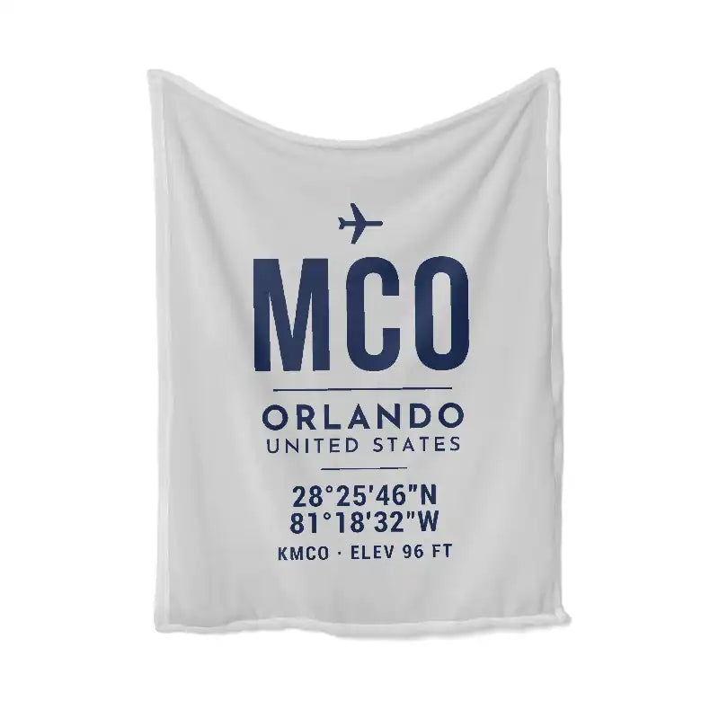 Orlando International Airport (MCO) Bedding Sets & Blankets - Blanket - ID Tag - Light Gray