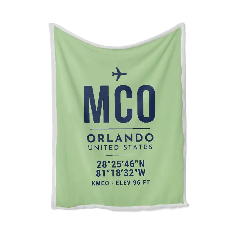 Orlando International Airport (MCO) Bedding Sets & Blankets - Blanket - ID Tag - Light Green
