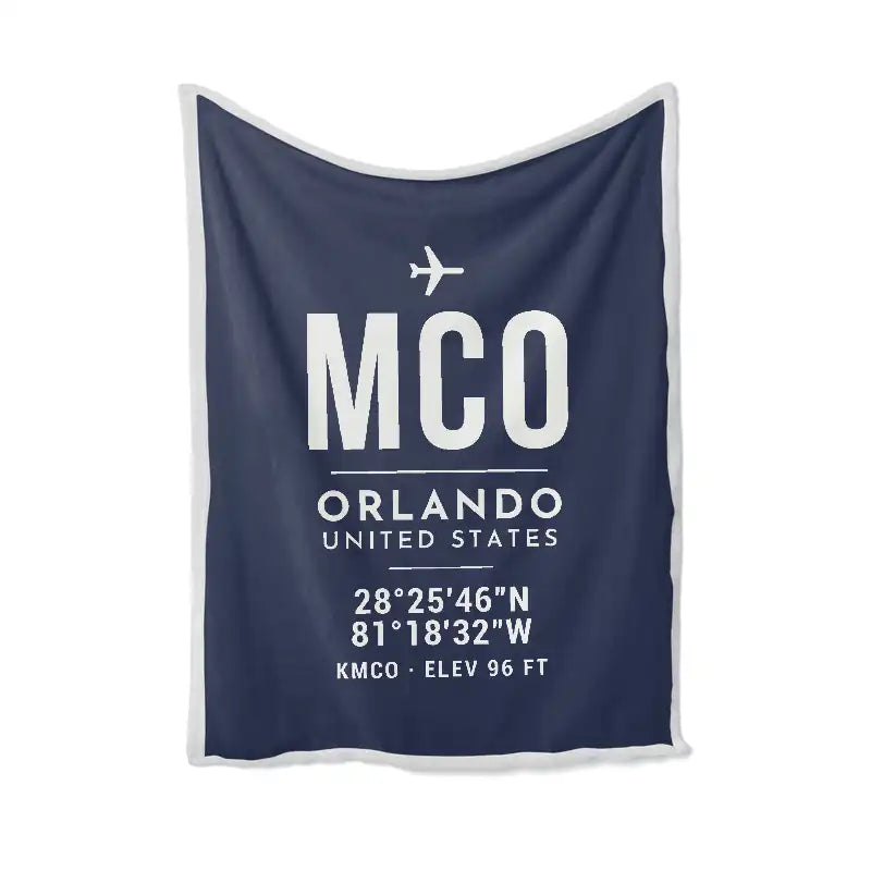 Orlando International Airport (MCO) Bedding Sets & Blankets - Blanket - ID Tag - Navy Blue