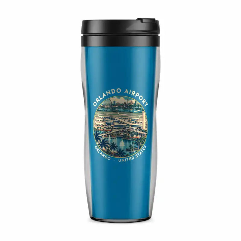 Orlando International Airport (MCO) Travel Mugs - Badge - Plastic (No Holder) - Light Blue
