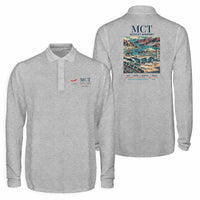 Thumbnail for Muscat International Airport (MCT) Premium Polo T-Shirts - Poster - Long Sleeve - Gray