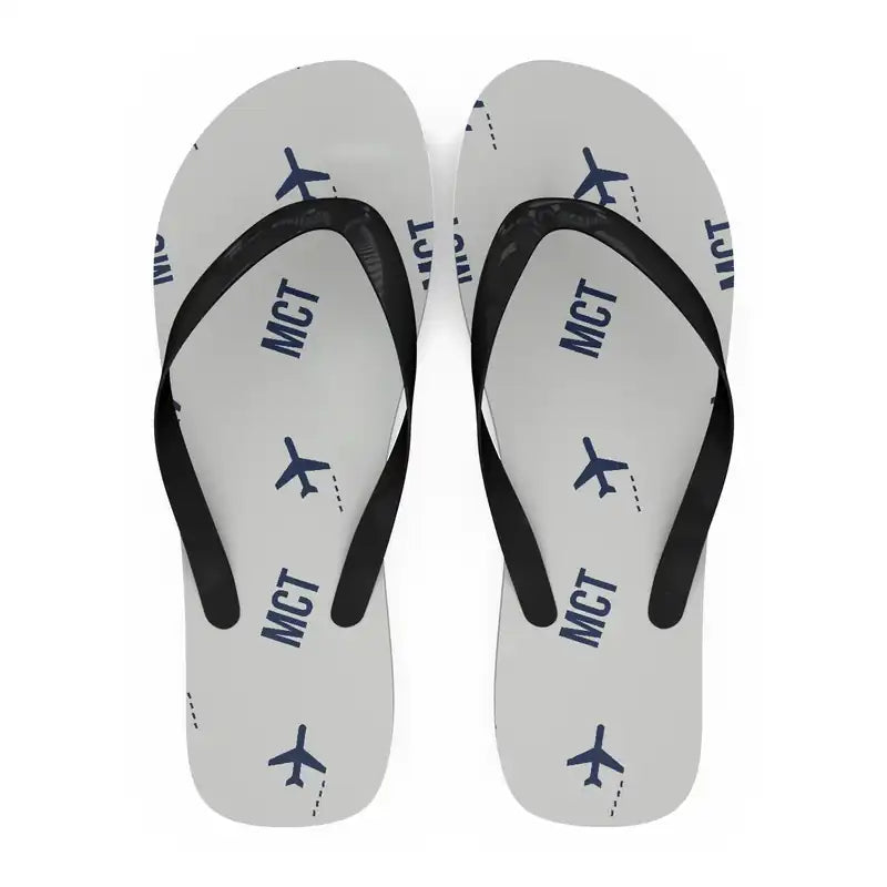 Muscat International Airport (MCT) Slippers & Flip Flops - Slippers - Flip Flops - Pattern - White