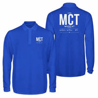 Thumbnail for Muscat International Airport (MCT) Premium Polo T-Shirts - Tag - Long Sleeve - Blue