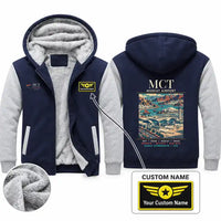 Thumbnail for Muscat International Airport (MCT) Zipped Sweatshirts - Poster + Name - Navy & Gray