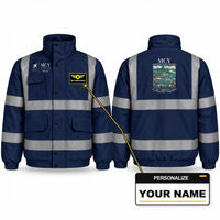 Thumbnail for Sunshine Coast Airport (MCY) Reflective Winter Jackets - Poster + Name - Navy Blue