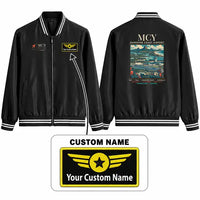 Thumbnail for Sunshine Coast Airport (MCY) Stylish Jackets - Baseball Collar - Poster + Name - Black