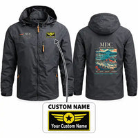 Thumbnail for Sam Ratulangi International Airport Manado (MDC) Stylish Jackets - Hooded Windbreaker - Poster + Name - Charcoal
