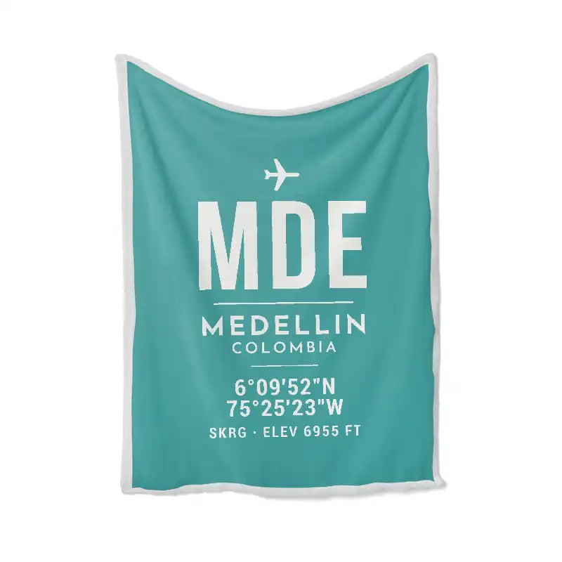 Jose Maria Cordova International Airport (MDE) Bedding Sets & Blankets - Blanket - ID Tag - Turquoise