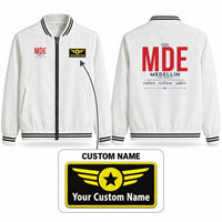Thumbnail for Jose Maria Cordova International Airport (MDE) Stylish Jackets - Baseball Collar - Tag + Name - White