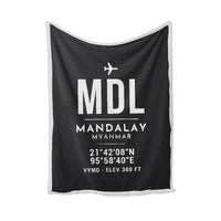 Thumbnail for Mandalay International Airport (MDL) Bedding Sets & Blankets - Blanket - ID Tag - Black