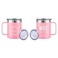 Thumbnail for Harrisburg International Airport (MDT) Stainless Steel Mugs - ID Tag + Custom Back - Stainless Steel Mug - 14 oz / 400ML - Pink