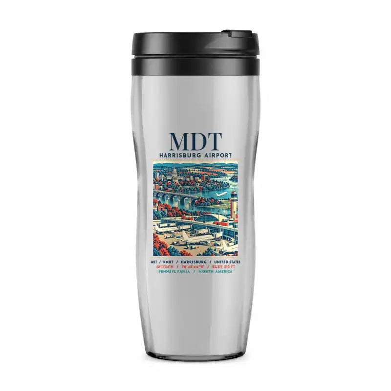 Harrisburg International Airport (MDT) Travel Mugs - Poster - Plastic (No Holder) - Light Gray