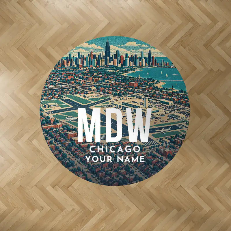 Chicago Midway International Airport (MDW) Carpets - Carpet Round - Scene + Name